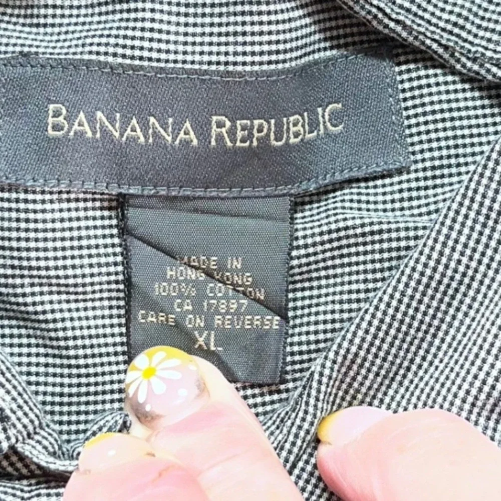 Banana Republic Shirt Mens XL Multicolor‎ Gingham Cotton Long Sleeve Button Up